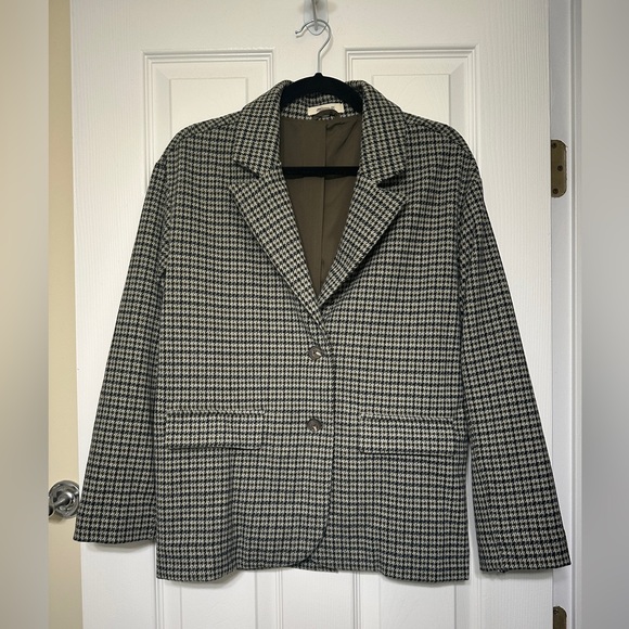 Madewell Oversized Knit Blazer in Green Houndstooth - Size XXS - Picture 8 of 15